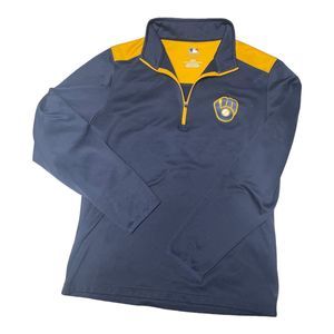 Milwaukee Brewers Qtr Zip Lightweight Pullover- MLB Licensed Mens Medium‎